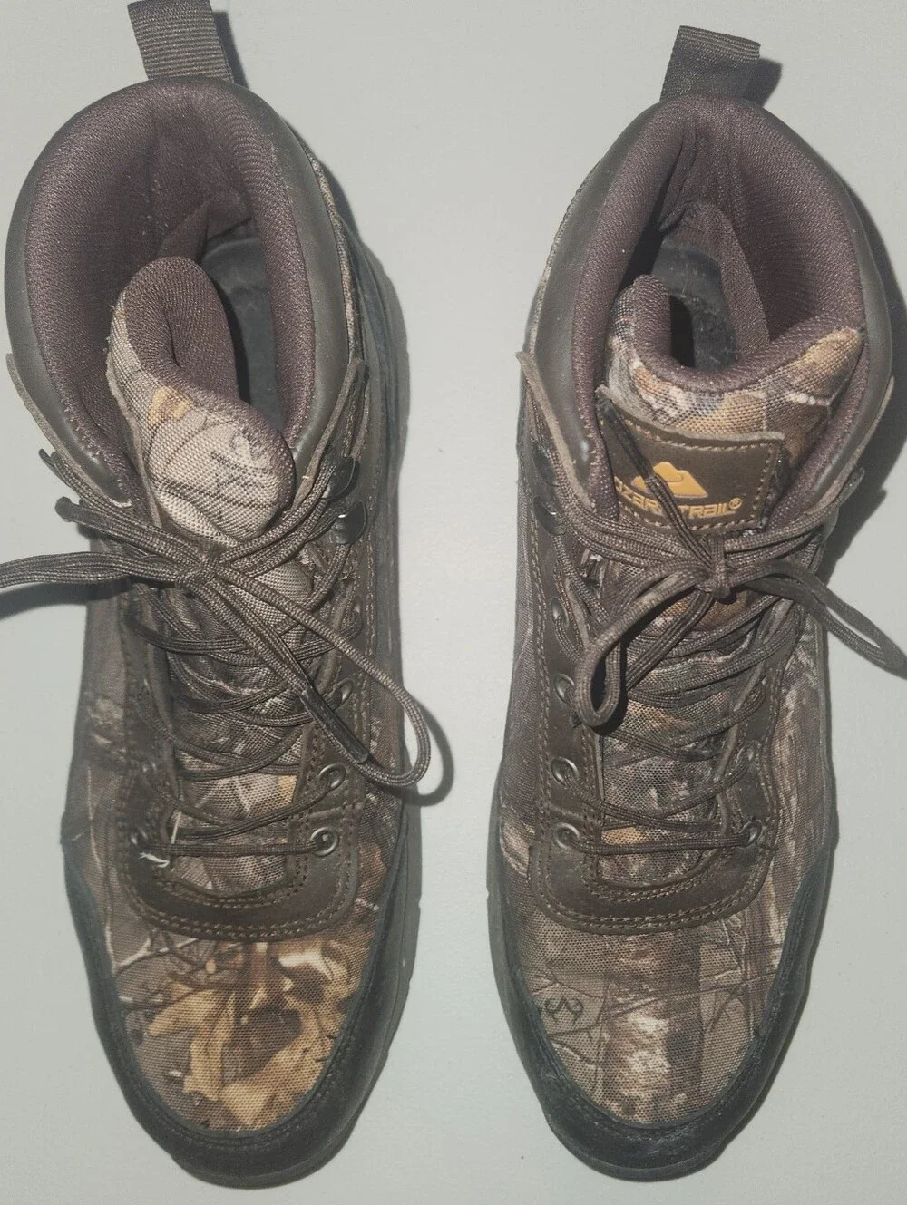 Men's Ozark Trail Bruce Waterproof Brown Camo Hiking Boots Size 11.5